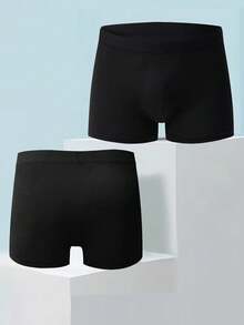 3 Packs Men's Boxer Shorts, High-Quality Fabric Boxer Shorts, Paired With Black Waistline Boxer Shorts, Comfortable, Soft And Elastic Underwear, Sports Pants And Men's Fashionable Boxing Shorts, Suitable For All Men - Multicolor - View 3