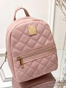 时尚菱形图案女士背包、休闲书包、手提包、单肩包、斜挎手机包 - 彩色 - 查看 4