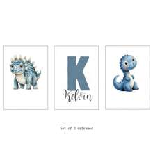 Custom Canvas Wall Art - Personalized Dinosaur Wall Art, Boys Room Decor, Set Of 3 Prints, Custom Name Poster, Dinosaur Print, Nursery Wall Art, Dinosaur Decor Frameless, High Quality Material, Unique Gift Idea Gifts Birthday Graduation Optional Frame,Graphic Print - Multicolor - View 28