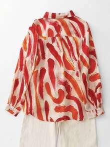 Women's Leisure All-Over Print Long Sleeve Shirt, Vacation Style