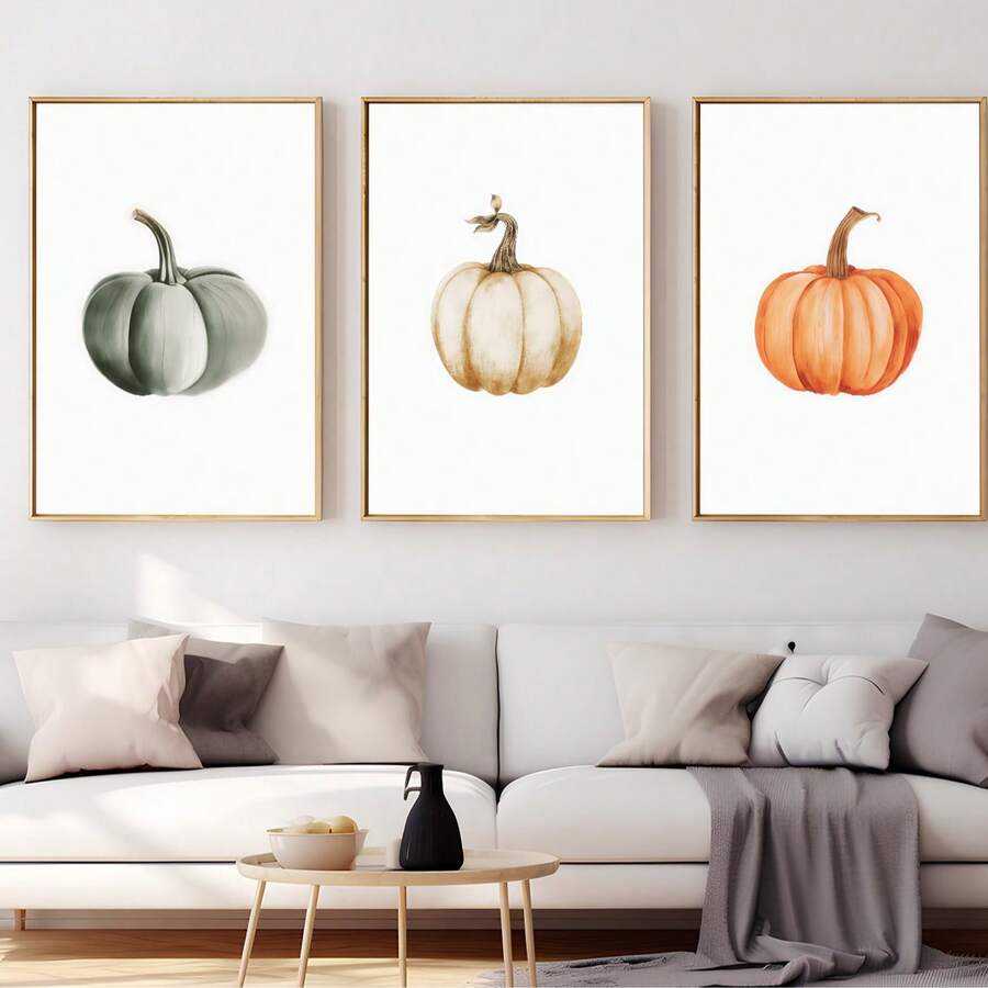 1pc, Canvas Hanging Picture, Framed Art Decoration, Ready To Hang, Wall Arts, Posters, Wall Art With Frame, Pumpkin Wall Art, Fall Pumpkin Prints, Modern Fall Decor, Pumpkin Decoration, Pumpkin Posters, Fall, Halloween, Halloween Decoration, Room Decoration, Dorm Decoration, Bedroom Home Wall Decorations, Fall Decoration Home Decor