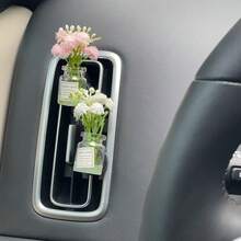 4件装汽车出风口仿真花空调夹香薰车内装饰车载香水香薰灯车用用品女 - 彩色 - 查看 12