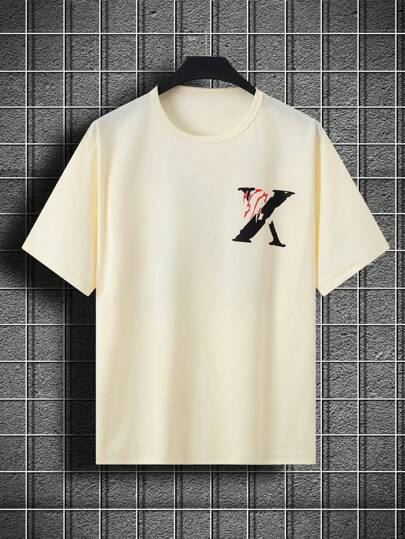 Lässiges Kurzarm T-Shirt für Teenager Jungen mit beidseitigem Muster, lässiges, dünnes Sommer-Shirt für Jungen ab 13 Jahren