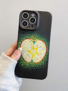 1 pieza Funda protectora para teléfono con diseño creativo de manzana amarilla, material TPU mate negro antichoque, adecuada como regalo festivo, compatible con Apple Xs/Xs Max/Xr/11/12/13/14/14 Plus/15/15 Plus/16/16 Plus