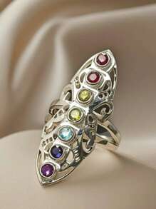 1pc New Stylish Vintage Luxury Fairy Ring, Suitable For Daily Wear And Parties