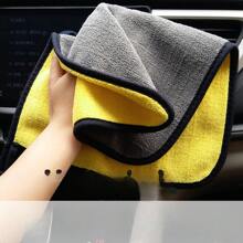 Car Wash Towel Water Absorbing Coral Velvet Double-Sided Yellow Gray Thickened Car Towel Car Cloth Cleaning Water Absorbing Towel 25*25cm