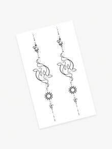 Cyan sea 1 件防水、防汗、不反光临时纹身贴纸，哥特风格简约月亮神秘霸气图腾艺术抽象系列，适合时尚人士日常使用，艺术仿真纹身英文艺术短句派对礼物和礼品创意