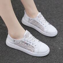 Scarpe da ginnastica casual eleganti, fresche e morbide delle donne, ispirate al pizzo, in rete, leggere e confortevoli, adatte per pendolarismo e passeggiata - Bianco - Visualizzare 6