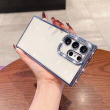 奢华电镀闪钻手机壳，兼容 17 16E 15 14 13 12 11 X XS Max XR Pro Plus，Galaxy A02S-A07 A12-A17 A22-A26 A32-A36 A50-A56 S20-S25，荣耀Magic，Reno等智能手机 - 藍色 - 查看 2