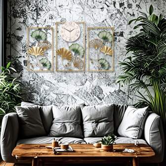 3pcs Set Metal Wall Clock, Vintage Leaf Design Iron Art Silent Clocks Combination For Living Room, Bedroom, Dining Room Decoration, Luxury No Ticking Sound Wall Decor (Batteries Not Included) Bedroom Decor Dormitory Decor Back To School School Decor School Surprise Home Decor School Supplies