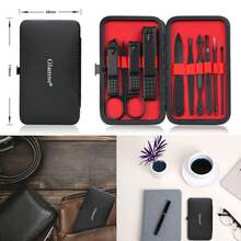 Glamne Manicure Set Nail Clippers Kit Professional Stainless Steel Nail Care Tools With Leather Travel Case 10 In 1 Black - 紅色 - 查看 7