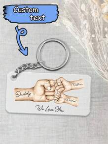 1pc Personalized Daddy's Team Fist Bump Keychain, Custom Dad Keychain, Father's Day Gift From Kids,Father's Day Keychain,Fist Bump Dad - Multicolor - View 6