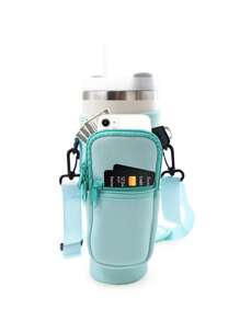 1pc 40oz Tumbler Cup Portable Protective Case With Adjustable Shoulder Strap Cup Cover, Dual Storage Bag, Cup Mobile Coin Wallet, Suitable For Travel Outdoor Fitness Cup Accessories Back To School