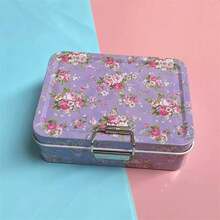 Recipiente de almacenamiento de metal vintage con tapa – Caja duradera para galletas y dulces, organizador estético, regalo ideal para todas las ocasiones - Morado - Ver 15