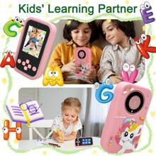 Juguete de smartphone para niños con pantalla IPS de 2,4'' y cámara dual, teléfono de aprendizaje educativo para niñas y niños de 3 a 10 años, incluye juegos, reproductor de música, reloj despertador y funda de silicona suave, regalo perfecto para Navidad y cumpleaños (con tarjeta de 32GB)