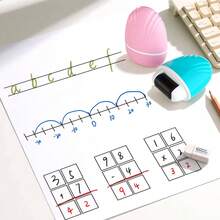 1pc Math Correction Roller Stamp, One-Click Eraser, Student Math Savior, Efficient & Portable For Math Practice, Letter Writing, Stamping, Time-Saving & Fun, Essential For Parents Assisting Homework! Correct & Create Exercises Instantly, Grid, Double Line, Partition Number Stamps, Back To School Teacher Gift, Words, Four-Line Square Grid - one-size - View 2