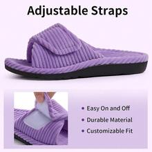 Local Delivery--Litfun Orthopedic House Slippers For Women Adjustable Arch Support Indoor Slippers Open Toe Corduroy Bedroom Shoes - Lavender Purple - View 5