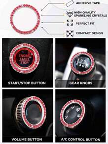 Car Interior 2-Piece Set Of Car Ignition Ring Decorative Ring Inlaid With Diamond Water Coaster Cross-Border Car Interior Supplies 4PCS