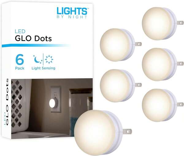 Mini LED Night Light, Plug-In, Dusk To Dawn Sensor, Warm White, Compact, Ambient Lighting, LED Lights For Bedroom, Bathroom, Nursery, Hallway, Kitchen, 45176, 6 Pack