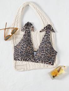 Summer Sexy Halter Printed Beach Swimsuit Top - Multicolor - View 1