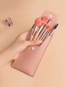 8pcs Makeup Brush Set With Portable Case Professional For Blush Highlighter Eyeshadow Powder Concealer Eyebrow Blending Gift For Makeup Beginner Artist Random Color