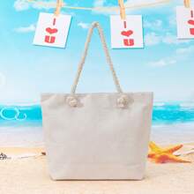Nueva bolsa de playa/tote informal con estampado floral y eslogan