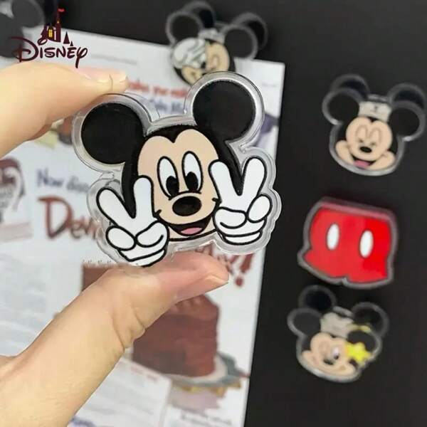 Disney 8pcs Mickey Mouse Cute Memo Clips, Double-Sided Acrylic Heart Shape PP Stationery Organizer Clips, Handbook Sealing Clips, Essential Daily Desktop Storage Clips, Photo Clips, Cute Decor Clips, Ideal Small Gifts For Friends