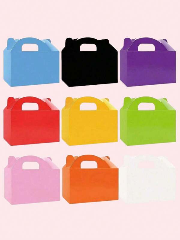 12pcs Party Gift Paper Boxes, Foldable Gift Bags Suitable For Jewelry, Candy, Dessert Packaging