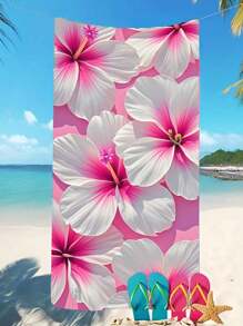 1pc Microfiber Beach Towel With Rose Flower Pattern, Quick-Drying Beach/Bath Towel Suitable For Adults, Travel, Summer, Sports, Swimming, Pool, Yoga, Camping, Large 90*180 Or Small 70*140