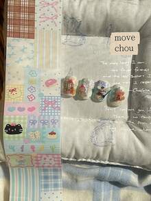 韩式手绘涂鸦美甲转印箔，拼贴碎花艺术贴花 - 彩色 - 查看 9