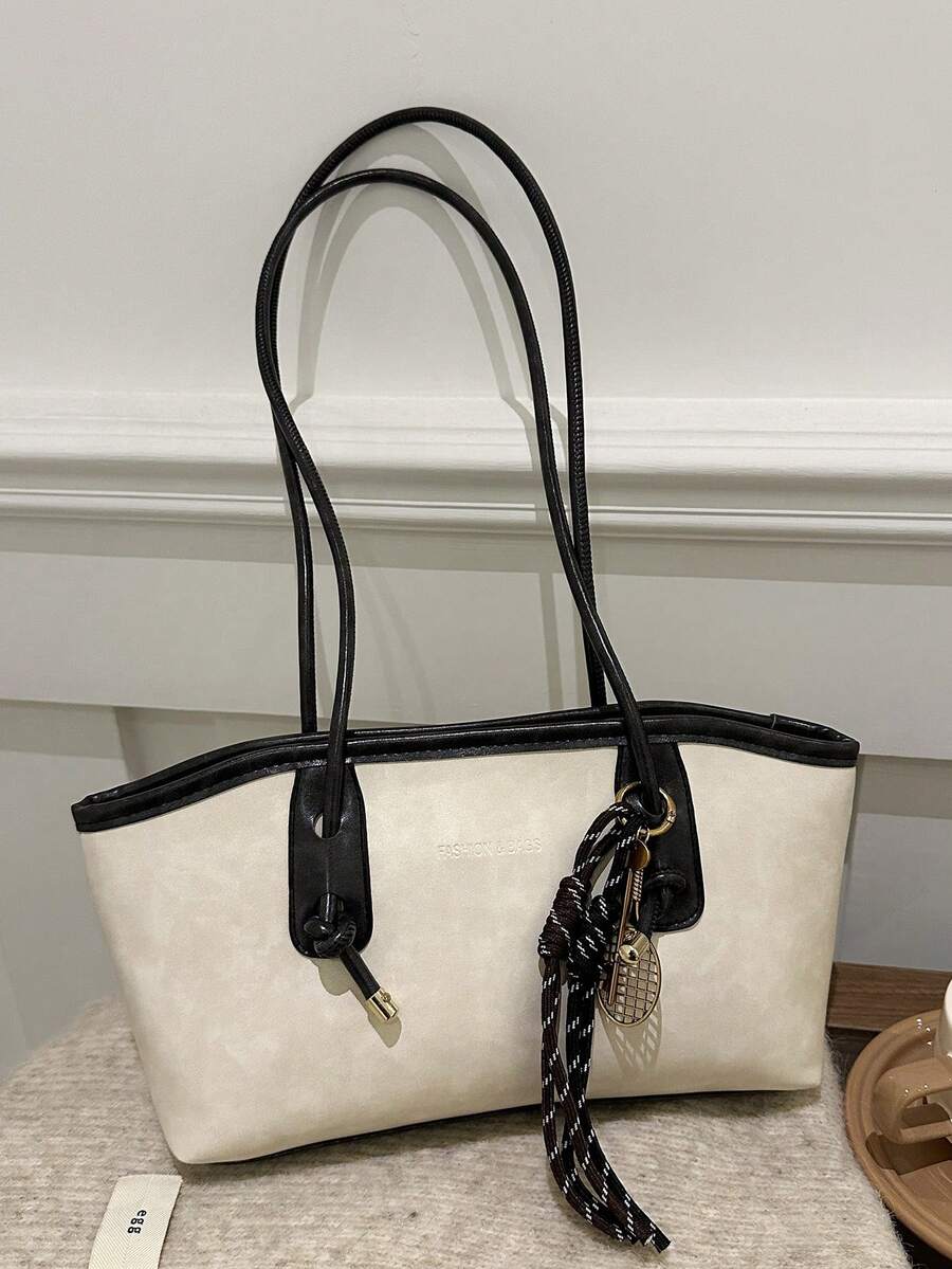 1 Túi đựng bowling bằng da PU trơn có khóa kéo chần bông, Túi tote dung tích lớn, Túi đeo vai phong cách cổ điển thời trang, Thích hợp cho phụ nữ sử dụng hàng ngày, Mùa thu/Đông