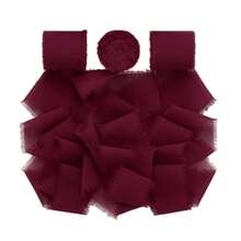 3pcs/Set Wine Red Chiffon Ribbon Set - Total Length 15yd - Elastic Fabric Gift Wrapping Ribbons For Wedding Decorations, Party Supplies, And Crafts - Burgundy - View 1