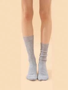 1/3 件时尚袜子，秋冬及膝、中筒、踝袜，适合所有季节，厚实保暖的过膝袜 - 采用双层针织技术制成