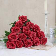 1/2/5/10PCS Artificial Rose Bouquet, Plastic Floral Silk Cloth Bouquet, Birthday Party Decoration, Wedding Flower Basket, Bride Holding Flowers, Home Decoration, Dining Room, Bedroom, Windowsill, Vase Decoration, Valentine's Day Gift, New Year Outdoor Garden, Start Of School Season