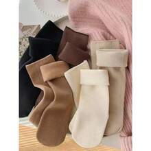 Kit 2,4,6,12,Pairs Women's Thick Flexible Thermal Winter Socks 35-40