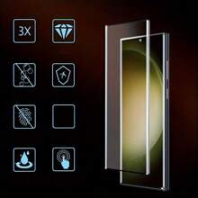 kamyuurs 3 pezzi di pellicole protettive in vetro temperato curvo a copertura completa compatibili con Galaxy S25/S24/S23/S22/21/S20 Ultra, compatibili anche con S8, S8+, S9, S9+, S10, S10+, Note10, Note 20 Ultra. Caratteristiche: durezza 3D, resistenza alle impronte digitali, protezione anti-graffio, facile installazione, applicazione senza bolle, compatibilità con le custodie per telefono.