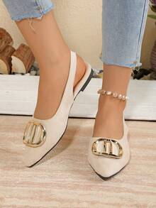 Beige Women's Fashion Comfortable Pointed Toe Flats, All-Match Versatile Slip-On Shoes With Sequin Patchwork, Suitable For Party, Wedding, Office, Home And Outdoor In Spring, Summer, Autumn - Beige - View 4