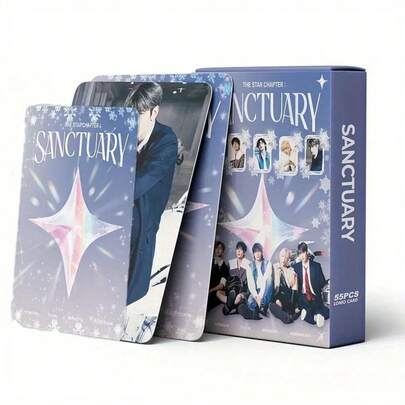 55 件 Kpop 迷你卡片套装 - 包含团体照卡、雪花图案和彩色插图卡 - 适合粉丝和收藏家、粉丝商品 | 团体照卡 | 详细描述、韩国流行音乐商品、夏季