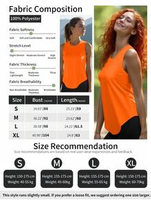 Orange Women Sports Tank Top With Wide Shoulder Cut And Rounded Hem Delivers Vibrant Style Ideal For Hiking Gym Sessions And Group Class Activewear - Orange - View 4