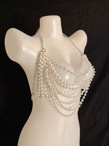 Sexy Lingerie Sexy Body Chain For Women, Men & Crossdressers – Acrylic, Crystal, Sequins Chest Harness,Pear Sexy Bra Hollow-Out Pendant Vest, Hot Girl Bra Accessories For Nightclubs, Parties, Hotels, Carnivals, Couples