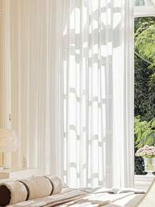 1 Peça Cortina Jacquard Semi-Transparente Relevo Premium de Malte, Adequada para Quarto ou Sala de Estar