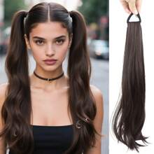 2 piezas Extensión de cabello de cola de caballo sintética, resistente al calor, onda natural, banda elástica, adecuado para todas las edades, estilo versátil - Pieza de cabello de 22 pulgadas