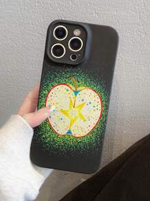 1 pieza Funda protectora para teléfono con diseño creativo de manzana amarilla, material TPU mate negro antichoque, adecuada como regalo festivo, compatible con Apple Xs/Xs Max/Xr/11/12/13/14/14 Plus/15/15 Plus/16/16 Plus