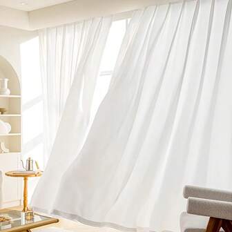 1pc/2pcs Light-Transmitting And Anti-Hook Crown Yarn, Top Rod Installation, Comfortable Hand Feel, Smooth Yarn Curtain, Anti-Scratch Window Yarn Suitable For Living Room, Bedroom, Balcony, Bay Window, Study Decoration Curtain