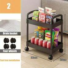 Trolley Shelves For Kitchens, Home Floors, Bedrooms, Snack Racks, Mobile Bathrooms, Toilets, Storage Shelves - Multicolor - View 6
