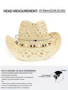 1 chiếc mũ rơm mùa hè, mũ đi biển kiểu Bohemian rỗng ruột, mũ cao bồi cho du lịch ngoài trời, thích hợp làm quà tặng Ngày của Mẹ, mũ che nắng đan thủ công, trang phục dự lễ hội âm nhạc, mũ đi học, mũ cưới, mũ đi nghỉ mát. - Màu be - Xem 9