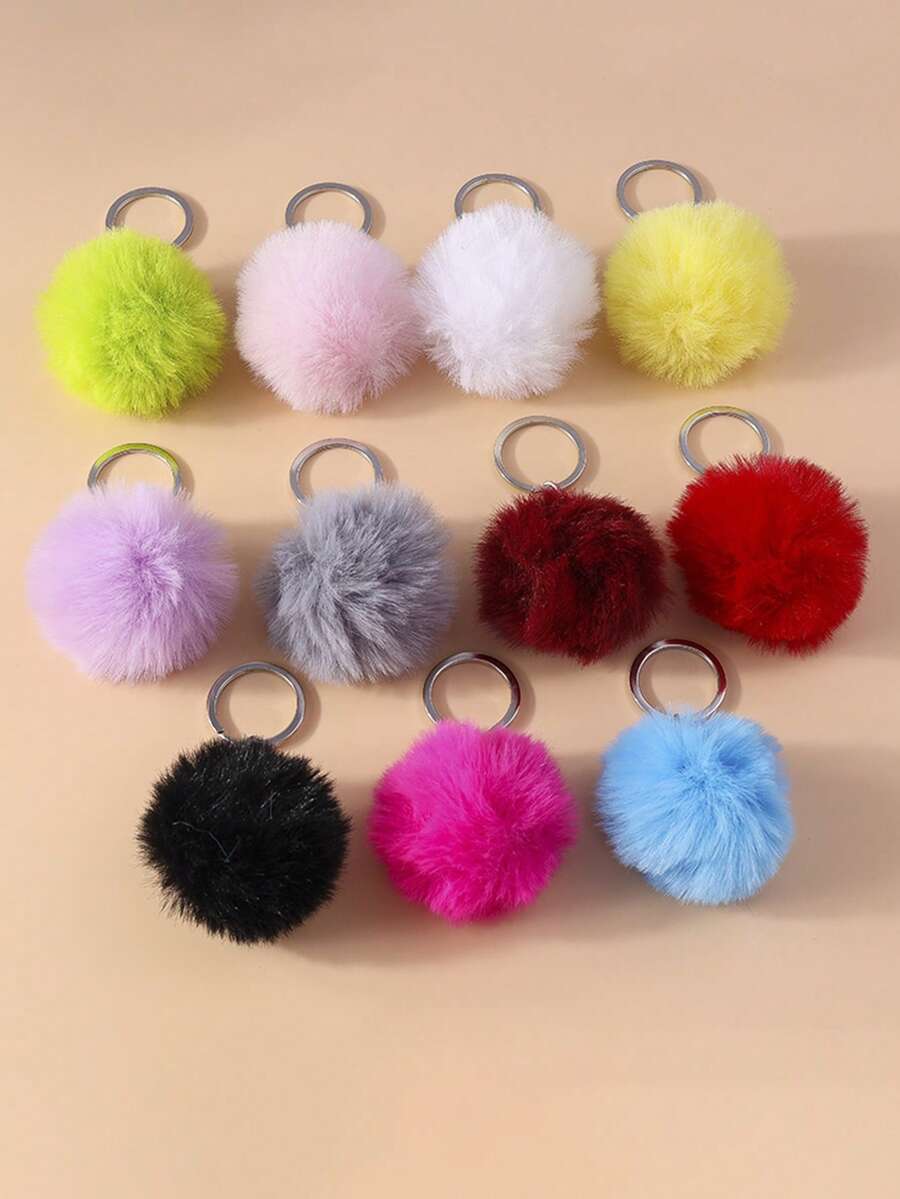 1pc Cute Faux Rabbit Tail Pom Pom Keychain, Unisex Commute Key Chain For Daily Wear Car Accessories Goth Y2k - Multicolor - View 1