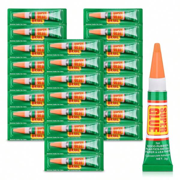 24pcs Super Glue Transparent, Strong Adhesive, Super Glue Quick-Drying Cyanoacrylate Glue, Suitable For Nail Art, Wood, Rubber, Leather, Plastic, Metal, Rhinestone Jewelry, DIY Handicrafts And Other Bonding. School Supplies,Back To School