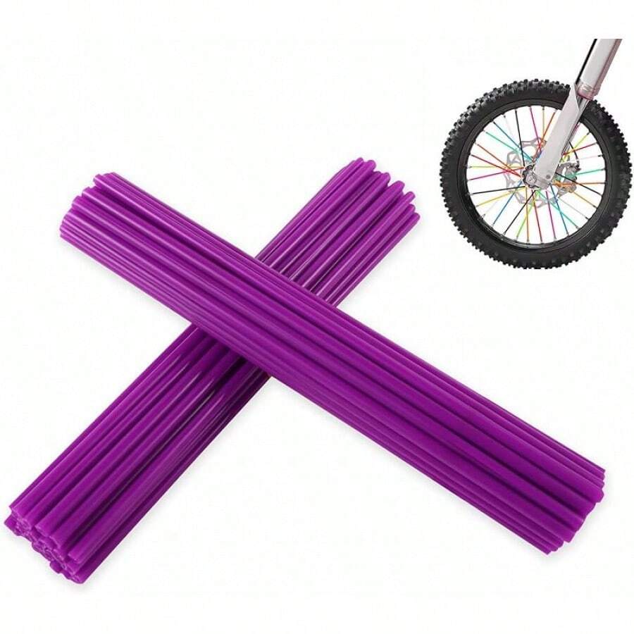 Spoke Skins Spoke Covers: 8-21 Inch Rims Protector & Decoration For Dirt Bike | Bike | Bicycle | Wheelchair | Motorcycle - 72Pcs - Purple - View 1