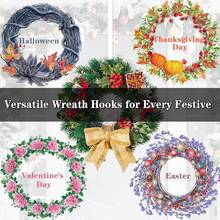 Wreath Hangers Front Door, 15 Wreath Hanger, Indoor Or Outdoor Over Door Wreath Hook Hanger Easter Spring Halloween Xmas Wreath Decorations, Steel Material, 20lb Load Bearing(White) - 1pcs - 查看 6